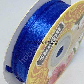 Лента атласная 0,3 см (цв.синий) 5 м