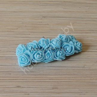 Букетик роз, 12 головок, диам.-20 мм, цв.голубой