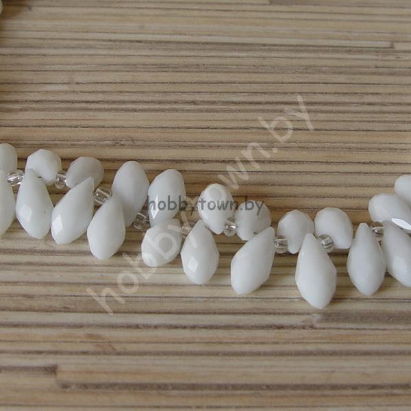 Бусина капля из гранёного стекла 6*12 мм с верхним отверстием 1шт.