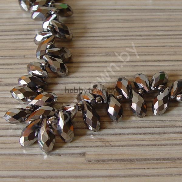 Бусина капля из гранёного стекла 6*12 мм с верхним отверстием 1шт.