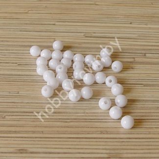 Бусины круглые глянец 8мм (цв. белый) 10 шт.