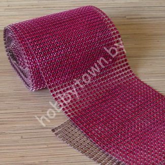 Лента имитация страз, ширина 12 см/25 см (цв. малиновый)