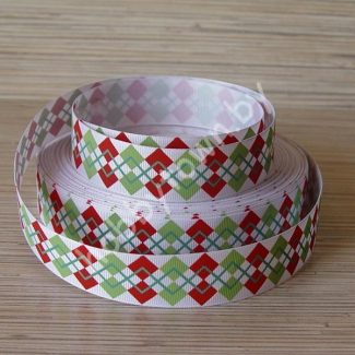 Лента репсовая 2,5см "Ромбы" отрез 1м