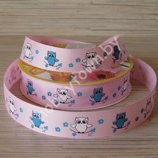 Лента репсовая 2,5см "Совята" (цв. розовый) отрез 1м