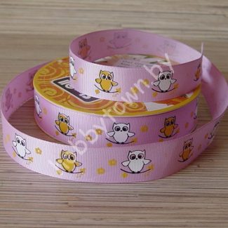 Лента репсовая 2,5см "Совята" (цв. сиреневый) отрез 1м