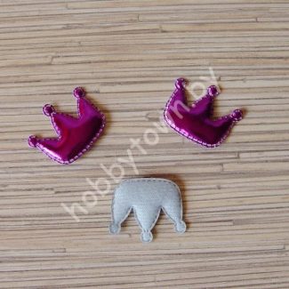 Патч кожзам “Корона” 3,5*3 см (цв. тёмная фуксия) 1шт.