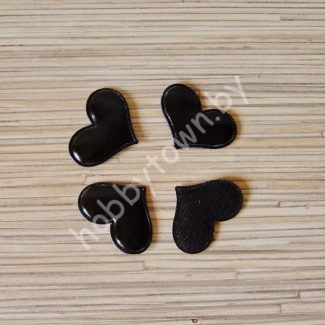 Патч кожзам “Сердце” 3,6*3 см (цв. чёрный) 1шт.