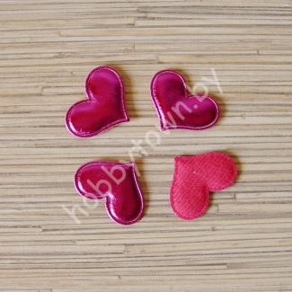 Патч кожзам “Сердце” 3,6*3 см (цв. фуксия) 1шт.