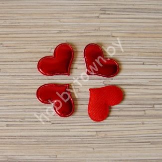 Патч кожзам “Сердце” 3,6*3 см (цв. красный) 1шт.