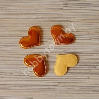Патч кожзам “Сердце” 3,6*3 см (цв. оранжевый) 1шт.