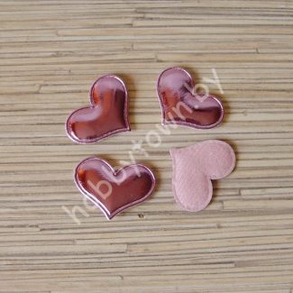 Патч кожзам “Сердце” 3,6*3 см (цв. розовый) 1шт.