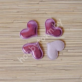 Патч кожзам “Сердце” 3,6*3 см (цв. св-сиреневый) 1шт.