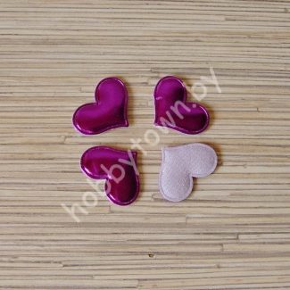 Патч кожзам “Сердце” 3,6*3 см (цв. тёмная фуксия) 1шт.