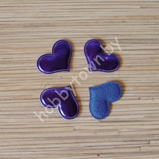 Патч кожзам “Сердце” 3,6*3 см (цв. синий) 1шт.