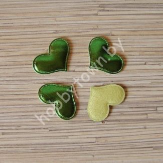 Патч кожзам “Сердце” 3,6*3 см (цв. зелёный) 1шт.