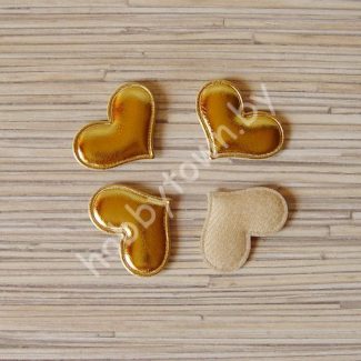 Патч кожзам “Сердце” 3,6*3 см (цв. золото) 1шт.