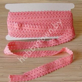 Тесьма эластичная с кружевом 20 мм (цв.розовый персик) 1 м