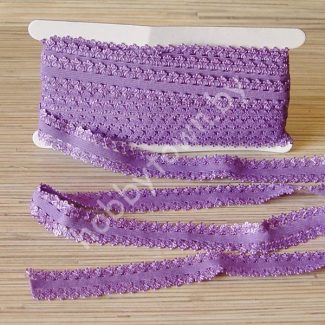 Тесьма эластичная с кружевом 20 мм (цв.тёмно-фиолетовый) 1 м