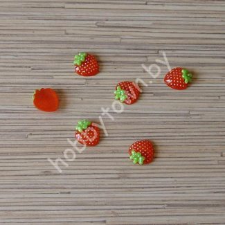 Кабошон Клубничка 20*18 мм (цв.красный с глиттером)  1шт.