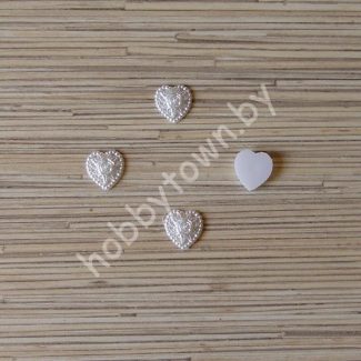 Кабошон Сердце 18 мм (цв.белый) 1шт.