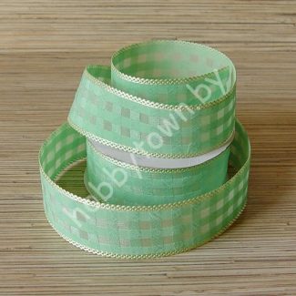 Лента декоративная переплёт 3,8 см (цв. салатовый) 1м