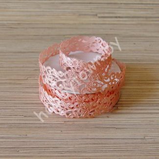 Лента декоративная "цветочный узор", 20 мм, (цв. персиковый) отрез 1м