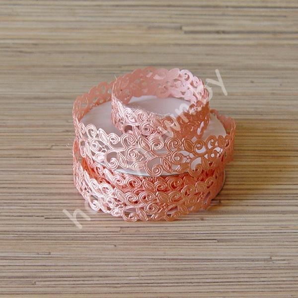 Лента декоративная "цветочный узор", 20 мм, (цв. персиковый) отрез 1м