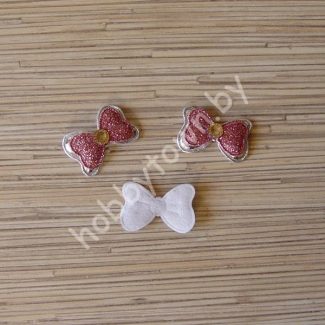 Патч с декором “Бантик” 3,7*2,4 см (цв. серебро) 1шт.