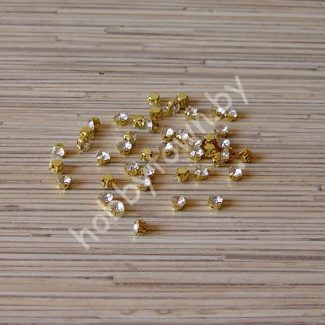 Стразы пришивные 6 мм (цв. золото/прозрачный) 10 шт.