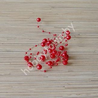 Бусины на леске 3/8мм (длина 1,35 метра) цв. красный перламутр