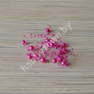 Бусины на леске 3/8мм (длина 1,35 метра) цв. малиновый перламутр