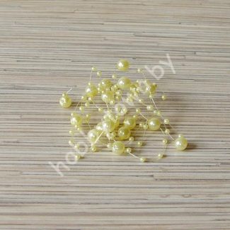 Бусины на леске 3/8мм (длина 1,35 метра) цв. жёлтый перламутр