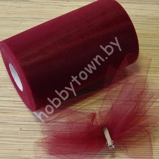 Фатин средней жёсткости, ширина 15 см, отрез 1 метр, цв. бургунди