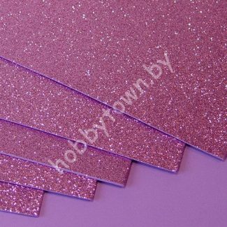 Фоамиран глиттерный 2мм 20x30 см (цв. розово-сиреневый) 1 шт.
