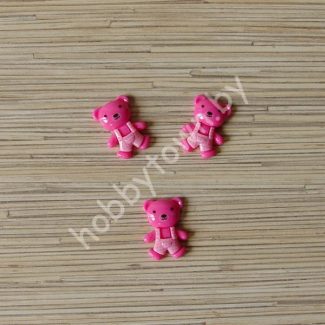 Кабошон Мишка акрил 34x24 мм  (цв. ярко-розовый) 1шт.