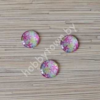 Кабошон Цветы 25 мм (стекло) 1шт.