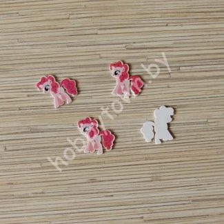 Кабошон акриловый Пони 30*35 мм  (цв. розовый) 1шт.
