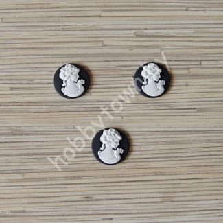 Кабошон камея акрил 25 мм (цв. чёрно-белый) 1шт.