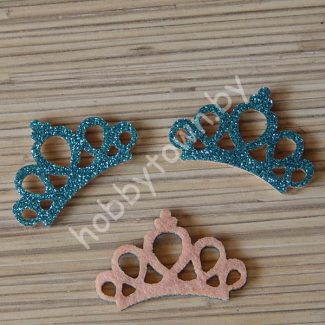 Патч с блёстками “Корона ажурная” 4,4*2,8 см (цв. бирюзовый) 1шт.