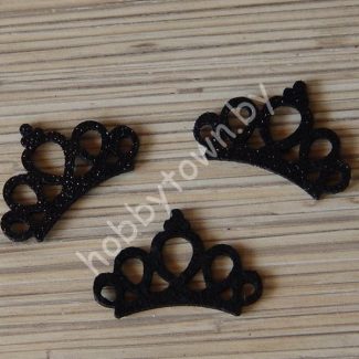 Патч с блёстками “Корона ажурная” 4,4*2,8 см (цв. чёрный) 1шт.