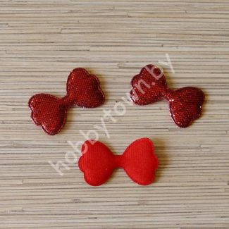Патч с пайетками “Бантик” 6,3*3,5 см (цв. красный) 1шт.