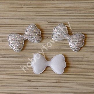 Патч с пайетками “Бантик” 6,3*3,5 см (цв. серебро-белый) 1шт.