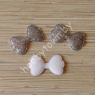 Патч с пайетками “Бантик” 6,3*3,5 см (цв. серебро-чёрный) 1шт.