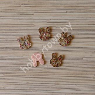 Патч с пайетками “Зайчик” 2,5*2 см (цв. серебро) 1шт.