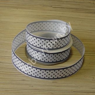 Репсовая лента с рисунком "Звёздочки" 25 мм (цв.белый ) 1 метр