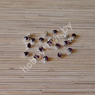 Стразы в серебряной оправе 7 мм (цв. бургунди) 10 шт.