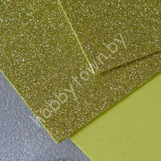 Фоамиран глиттерный 2 мм 20x30 см (цв. светлое золото) 1 шт.