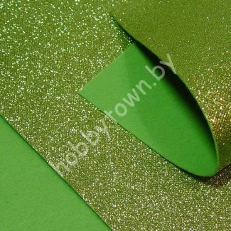 Фетр с блёстками 20х30, толщина 2мм (цв. фисташковый) 1 лист