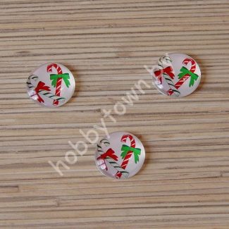 Кабошон Новогодние леденцы 25 мм (стекло) 1шт.