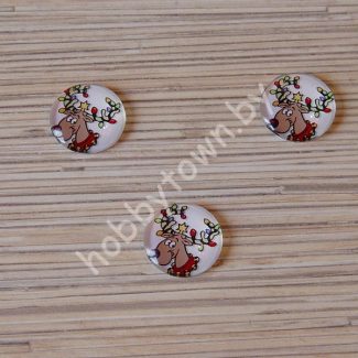 Кабошон Новогодний Олень 25 мм (стекло) 1шт.